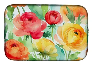 Ranunculus in Watercolor Dish Drying Mat Absorbent Dish Drying Mat Pad for Kitchen Counter Dish Drainer Mat for Countertop, 14 x Ranunculus in Watercolor Dish Drying Mat Absorbent Dish Drying Mat Pad for Kitchen Counter Dish Drainer Mat for Countertop, 14 x