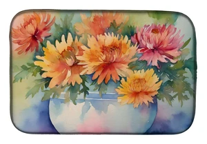 Chrysanthemums in Watercolor Dish Drying Mat Absorbent Dish Drying Mat Pad for Kitchen Counter Dish Drainer Mat for Countertop, Chrysanthemums in Watercolor Dish Drying Mat Absorbent Dish Drying Mat Pad for Kitchen Counter Dish Drainer Mat for Countertop,