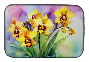 Orchids in Watercolor Dish Drying Mat Absorbent Dish Drying Mat Pad for Kitchen Counter Dish Drainer Mat for Countertop, 14 x 21 Orchids in Watercolor Dish Drying Mat Absorbent Dish Drying Mat Pad for Kitchen Counter Dish Drainer Mat for Countertop, 14 x 21