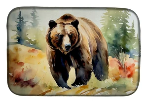 Grizzly Bear Dish Drying Mat Absorbent Dish Drying Mat Pad for Kitchen Counter Dish Drainer Mat for Countertop, 14 x 21", Multic