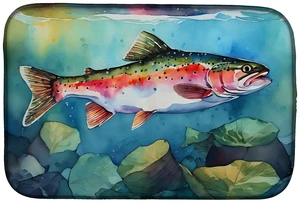Rainbow Trout Dish Drying Mat Absorbent Dish Drying Mat Pad for Kitchen Counter Dish Drainer Mat for Countertop, 14 x 21", Multi Rainbow Trout Dish Drying Mat Absorbent Dish Drying Mat Pad for Kitchen Counter Dish Drainer Mat for Countertop, 14 x 21", Multi