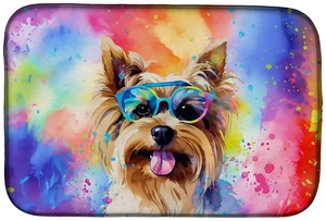 Yorkshire Terrier Hippie Dawg Dish Drying Mat Absorbent Dish Drying Mat Pad for Kitchen Counter Dish Drainer Mat for Countertop, Yorkshire Terrier Hippie Dawg Dish Drying Mat Absorbent Dish Drying Mat Pad for Kitchen Counter Dish Drainer Mat for Countertop,