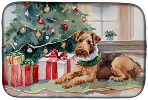 Airedale Terrier Cozy Christmas Dish Drying Mat Absorbent Dish Drying Mat Pad for Kitchen Counter Dish Drainer Mat for Counterto Airedale Terrier Cozy Christmas Dish Drying Mat Absorbent Dish Drying Mat Pad for Kitchen Counter Dish Drainer Mat for Counterto
