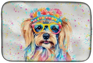 Yorkshire Terrier Hippie Dawg Dish Drying Mat Absorbent Dish Drying Mat Pad for Kitchen Counter Dish Drainer Mat for Countertop, Yorkshire Terrier Hippie Dawg Dish Drying Mat Absorbent Dish Drying Mat Pad for Kitchen Counter Dish Drainer Mat for Countertop,