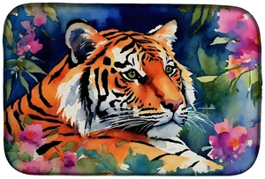 Bengal Tiger Dish Drying Mat Absorbent Dish Drying Mat Pad for Kitchen Counter Dish Drainer Mat for Countertop, 14 x 21", Multic Bengal Tiger Dish Drying Mat Absorbent Dish Drying Mat Pad for Kitchen Counter Dish Drainer Mat for Countertop, 14 x 21", Multic
