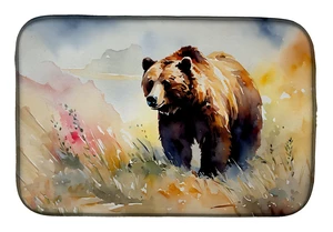 Grizzly Bear Dish Drying Mat Absorbent Dish Drying Mat Pad for Kitchen Counter Dish Drainer Mat for Countertop, 14 x 21", Multic Grizzly Bear Dish Drying Mat Absorbent Dish Drying Mat Pad for Kitchen Counter Dish Drainer Mat for Countertop, 14 x 21", Multic