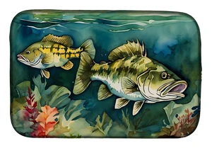 Smallmouth Bass Dish Drying Mat Absorbent Dish Drying Mat Pad for Kitchen Counter Dish Drainer Mat for Countertop, 14 x 21", Mul Smallmouth Bass Dish Drying Mat Absorbent Dish Drying Mat Pad for Kitchen Counter Dish Drainer Mat for Countertop, 14 x 21", Mul