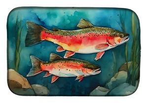Trout Dish Drying Mat Absorbent Dish Drying Mat Pad for Kitchen Counter Dish Drainer Mat for Countertop, 14 x 21", Multicolor Trout Dish Drying Mat Absorbent Dish Drying Mat Pad for Kitchen Counter Dish Drainer Mat for Countertop, 14 x 21", Multicolor