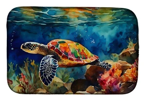 Loggerhead Sea Turtle Dish Drying Mat Absorbent Dish Drying Mat Pad for Kitchen Counter Dish Drainer Mat for Countertop, 14 x 21 Loggerhead Sea Turtle Dish Drying Mat Absorbent Dish Drying Mat Pad for Kitchen Counter Dish Drainer Mat for Countertop, 14 x 21