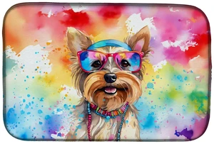 Yorkshire Terrier Hippie Dawg Dish Drying Mat Absorbent Dish Drying Mat Pad for Kitchen Counter Dish Drainer Mat for Countertop, Yorkshire Terrier Hippie Dawg Dish Drying Mat Absorbent Dish Drying Mat Pad for Kitchen Counter Dish Drainer Mat for Countertop,