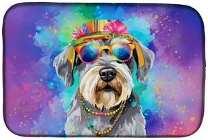 Schnauzer Hippie Dawg Dish Drying Mat Absorbent Dish Drying Mat Pad for Kitchen Counter Dish Drainer Mat for Countertop, 14 x 21 Schnauzer Hippie Dawg Dish Drying Mat Absorbent Dish Drying Mat Pad for Kitchen Counter Dish Drainer Mat for Countertop, 14 x 21