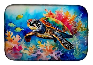 Loggerhead Sea Turtle Dish Drying Mat Absorbent Dish Drying Mat Pad for Kitchen Counter Dish Drainer Mat for Countertop, 14 x 21 Loggerhead Sea Turtle Dish Drying Mat Absorbent Dish Drying Mat Pad for Kitchen Counter Dish Drainer Mat for Countertop, 14 x 21