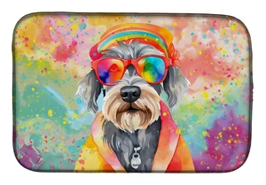Schnauzer Hippie Dawg Dish Drying Mat Absorbent Dish Drying Mat Pad for Kitchen Counter Dish Drainer Mat for Countertop, 14 x 21 Schnauzer Hippie Dawg Dish Drying Mat Absorbent Dish Drying Mat Pad for Kitchen Counter Dish Drainer Mat for Countertop, 14 x 21