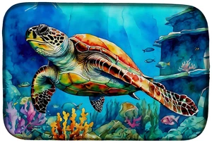 Loggerhead Sea Turtle Dish Drying Mat Absorbent Dish Drying Mat Pad for Kitchen Counter Dish Drainer Mat for Countertop, 14 x 21 Loggerhead Sea Turtle Dish Drying Mat Absorbent Dish Drying Mat Pad for Kitchen Counter Dish Drainer Mat for Countertop, 14 x 21
