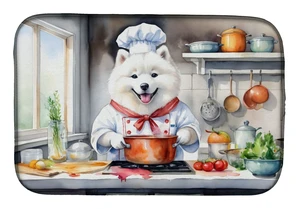 Samoyed The Chef Dish Drying Mat Absorbent Dish Drying Mat Pad for Kitchen Counter Dish Drainer Mat for Countertop, 14 x 21", Mu Samoyed The Chef Dish Drying Mat Absorbent Dish Drying Mat Pad for Kitchen Counter Dish Drainer Mat for Countertop, 14 x 21", Mu