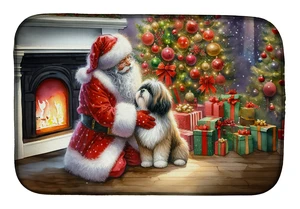 Lhasa Apso and Santa Claus Dish Drying Mat Absorbent Dish Drying Mat Pad for Kitchen Counter Dish Drainer Mat for Countertop, 14 Lhasa Apso and Santa Claus Dish Drying Mat Absorbent Dish Drying Mat Pad for Kitchen Counter Dish Drainer Mat for Countertop, 14