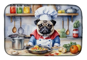 Pug The Chef Dish Drying Mat Absorbent Dish Drying Mat Pad for Kitchen Counter Dish Drainer Mat for Countertop, 14 x 21", Multic Pug The Chef Dish Drying Mat Absorbent Dish Drying Mat Pad for Kitchen Counter Dish Drainer Mat for Countertop, 14 x 21", Multic