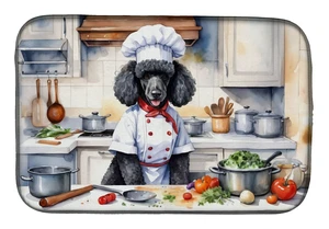 Black Poodle The Chef Dish Drying Mat Absorbent Dish Drying Mat Pad for Kitchen Counter Dish Drainer Mat for Countertop, 14 x 21 Black Poodle The Chef Dish Drying Mat Absorbent Dish Drying Mat Pad for Kitchen Counter Dish Drainer Mat for Countertop, 14 x 21