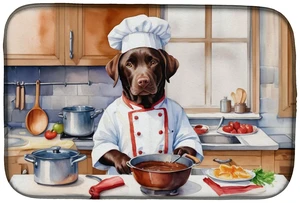 Chocolate Labrador Retriever The Chef Dish Drying Mat Absorbent Dish Drying Mat Pad for Kitchen Counter Dish Drainer Mat for Cou