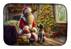 Wirehaired Pointing Griffon and Santa Claus Dish Drying Mat Absorbent Dish Drying Mat Pad for Kitchen Counter Dish Drainer Mat f Wirehaired Pointing Griffon and Santa Claus Dish Drying Mat Absorbent Dish Drying Mat Pad for Kitchen Counter Dish Drainer Mat f