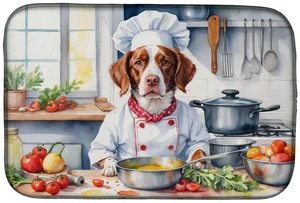 Brittany Spaniel The Chef Dish Drying Mat Absorbent Dish Drying Mat Pad for Kitchen Counter Dish Drainer Mat for Countertop, 14