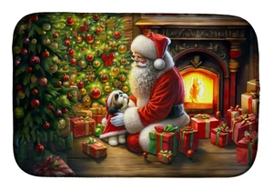 Shih Tzu and Santa Claus Dish Drying Mat Absorbent Dish Drying Mat Pad for Kitchen Counter Dish Drainer Mat for Countertop, 14 x Shih Tzu and Santa Claus Dish Drying Mat Absorbent Dish Drying Mat Pad for Kitchen Counter Dish Drainer Mat for Countertop, 14 x