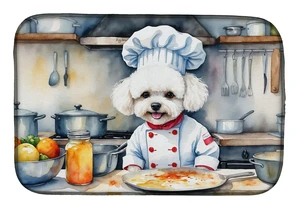 Bichon Frise The Chef Dish Drying Mat Absorbent Dish Drying Mat Pad for Kitchen Counter Dish Drainer Mat for Countertop, 14 x 21 Bichon Frise The Chef Dish Drying Mat Absorbent Dish Drying Mat Pad for Kitchen Counter Dish Drainer Mat for Countertop, 14 x 21