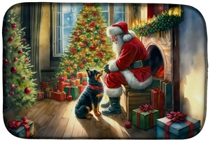 Lancashire Heeler and Santa Claus Dish Drying Mat Absorbent Dish Drying Mat Pad for Kitchen Counter Dish Drainer Mat for Counter Lancashire Heeler and Santa Claus Dish Drying Mat Absorbent Dish Drying Mat Pad for Kitchen Counter Dish Drainer Mat for Counter
