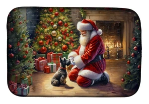 Scottish Terrier and Santa Claus Dish Drying Mat Absorbent Dish Drying Mat Pad for Kitchen Counter Dish Drainer Mat for Countert Scottish Terrier and Santa Claus Dish Drying Mat Absorbent Dish Drying Mat Pad for Kitchen Counter Dish Drainer Mat for Countert