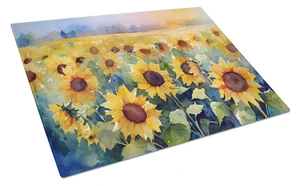 NEW Sunflowers in Watercolor Glass Cutting Board Decorative Tempered Glass Kitchen Cutting and Serving Board Large Size Chopping NEW Sunflowers in Watercolor Glass Cutting Board Decorative Tempered Glass Kitchen Cutting and Serving Board Large Size Chopping