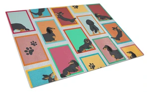 NEW Lots of Longhaired Black Tan Dachshund Glass Cutting Board Decorative Tempered Glass Kitchen Cutting and Serving Board Large NEW Lots of Longhaired Black Tan Dachshund Glass Cutting Board Decorative Tempered Glass Kitchen Cutting and Serving Board Large