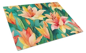 NEW Lilies in Watercolor Glass Cutting Board Decorative Tempered Glass Kitchen Cutting and Serving Board Large Size Chopping Boa NEW Lilies in Watercolor Glass Cutting Board Decorative Tempered Glass Kitchen Cutting and Serving Board Large Size Chopping Boa