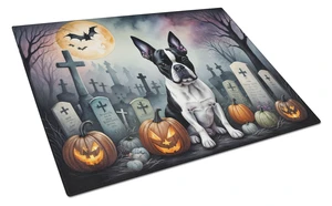 NEW Boston Terrier Spooky Halloween Glass Cutting Board Decorative Tempered Glass Kitchen Cutting and Serving Board Large Size C