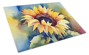 NEW Sunflowers in Watercolor Glass Cutting Board Decorative Tempered Glass Kitchen Cutting and Serving Board Large Size Chopping NEW Sunflowers in Watercolor Glass Cutting Board Decorative Tempered Glass Kitchen Cutting and Serving Board Large Size Chopping