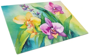 NEW Orchids in Watercolor Glass Cutting Board Decorative Tempered Glass Kitchen Cutting and Serving Board Large Size Chopping Bo NEW Orchids in Watercolor Glass Cutting Board Decorative Tempered Glass Kitchen Cutting and Serving Board Large Size Chopping Bo