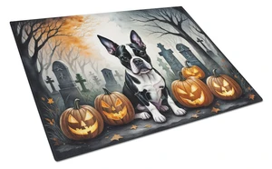 NEW Boston Terrier Spooky Halloween Glass Cutting Board Decorative Tempered Glass Kitchen Cutting and Serving Board Large Size C