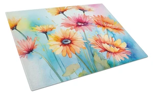 NEW Gerbera Daisies in Watercolor Glass Cutting Board Decorative Tempered Glass Kitchen Cutting and Serving Board Large Size Cho NEW Gerbera Daisies in Watercolor Glass Cutting Board Decorative Tempered Glass Kitchen Cutting and Serving Board Large Size Cho