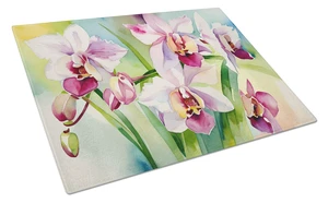 NEW Orchids in Watercolor Glass Cutting Board Decorative Tempered Glass Kitchen Cutting and Serving Board Large Size Chopping Bo NEW Orchids in Watercolor Glass Cutting Board Decorative Tempered Glass Kitchen Cutting and Serving Board Large Size Chopping Bo