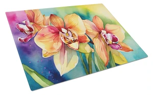 NEW Orchids in Watercolor Glass Cutting Board Decorative Tempered Glass Kitchen Cutting and Serving Board Large Size Chopping Bo NEW Orchids in Watercolor Glass Cutting Board Decorative Tempered Glass Kitchen Cutting and Serving Board Large Size Chopping Bo