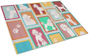 NEW Lots of White Standard Poodle Glass Cutting Board Decorative Tempered Glass Kitchen Cutting and Serving Board Large Size Cho NEW Lots of White Standard Poodle Glass Cutting Board Decorative Tempered Glass Kitchen Cutting and Serving Board Large Size Cho