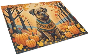NEW Border Terrier Fall Glass Cutting Board Decorative Tempered Glass Kitchen Cutting and Serving Board Large Size Chopping Boar NEW Border Terrier Fall Glass Cutting Board Decorative Tempered Glass Kitchen Cutting and Serving Board Large Size Chopping Boar