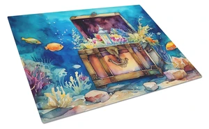 NEW Treasure Chest Glass Cutting Board Decorative Tempered Glass Kitchen Cutting and Serving Board Large Size Chopping Board