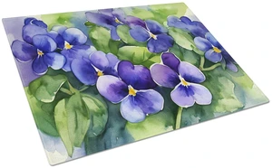 NEW Rhode Island Violets in Watercolor Glass Cutting Board Decorative Tempered Glass Kitchen Cutting and Serving Board Large Siz NEW Rhode Island Violets in Watercolor Glass Cutting Board Decorative Tempered Glass Kitchen Cutting and Serving Board Large Siz