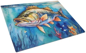 NEW Striped Bass Glass Cutting Board Decorative Tempered Glass Kitchen Cutting and Serving Board Large Size Chopping Board NEW Striped Bass Glass Cutting Board Decorative Tempered Glass Kitchen Cutting and Serving Board Large Size Chopping Board