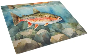 NEW Brook Trout Glass Cutting Board Decorative Tempered Glass Kitchen Cutting and Serving Board Large Size Chopping Board NEW Brook Trout Glass Cutting Board Decorative Tempered Glass Kitchen Cutting and Serving Board Large Size Chopping Board