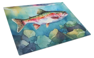 NEW Rainbow Trout Glass Cutting Board Decorative Tempered Glass Kitchen Cutting and Serving Board Large Size Chopping Board