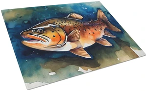 NEW Brown Trout Glass Cutting Board Decorative Tempered Glass Kitchen Cutting and Serving Board Large Size Chopping Board