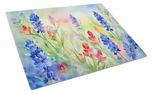 NEW Texas Bluebonnets in Watercolor Glass Cutting Board Decorative Tempered Glass Kitchen Cutting and Serving Board Large Size C