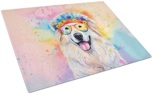 NEW Great Pyrenees Hippie Dawg Glass Cutting Board Decorative Tempered Glass Kitchen Cutting and Serving Board Large Size Choppi