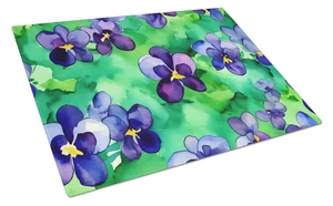 NEW Wisconsin Wood Violets in Watercolor Glass Cutting Board Decorative Tempered Glass Kitchen Cutting and Serving Board Large S NEW Wisconsin Wood Violets in Watercolor Glass Cutting Board Decorative Tempered Glass Kitchen Cutting and Serving Board Large S